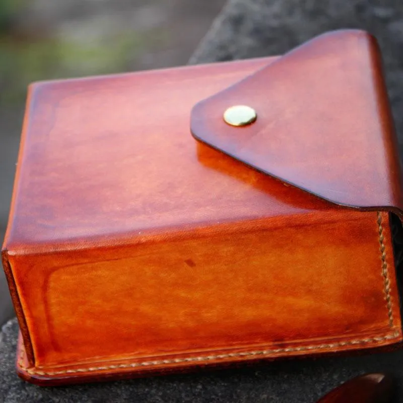 Compact Strength Handmade Brown Leather Belt Pouch Mens Waist Bag CIGARETTE Pouch for Men