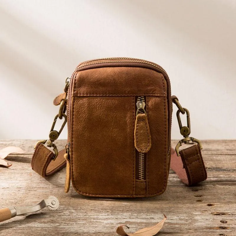 Slim Shape Adjustable card wallet Leather Belt Pouch Belt Cases Mens Waist Bag Small Shoulder Bag for Men