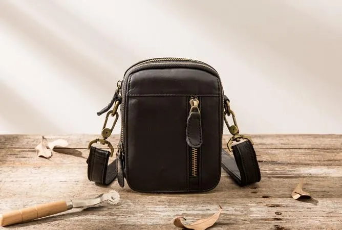 Leather Belt Pouch Belt Cases Mens Waist Bag Small Shoulder Bag for Men Refined Elegance All-weather money case