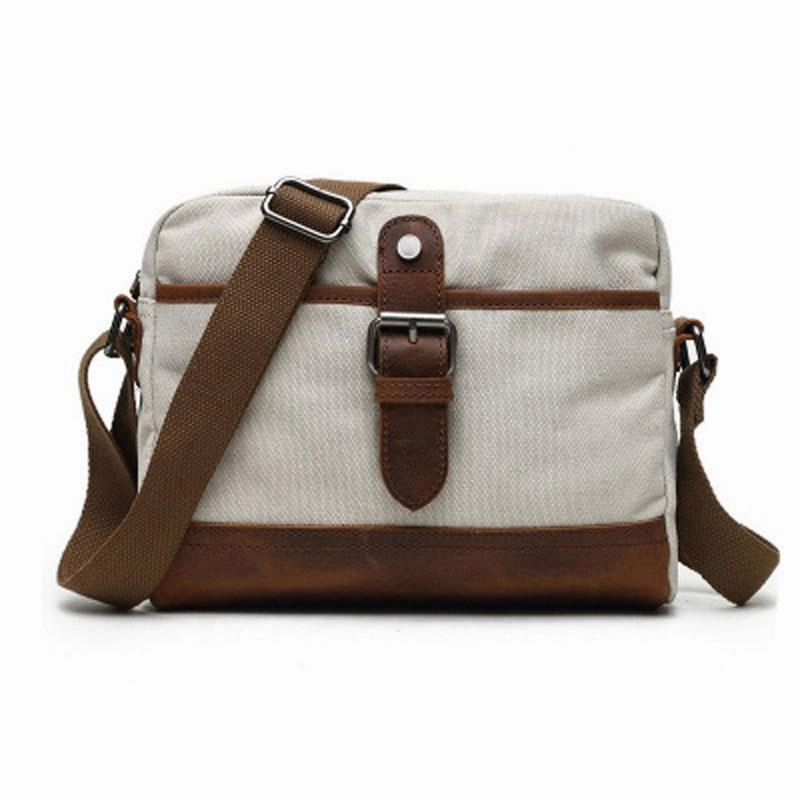 Mens Waxed Canvas Leather Small Courier Bags Canvas Messenger Side Bag for Men Simple Carry Smart Comfort