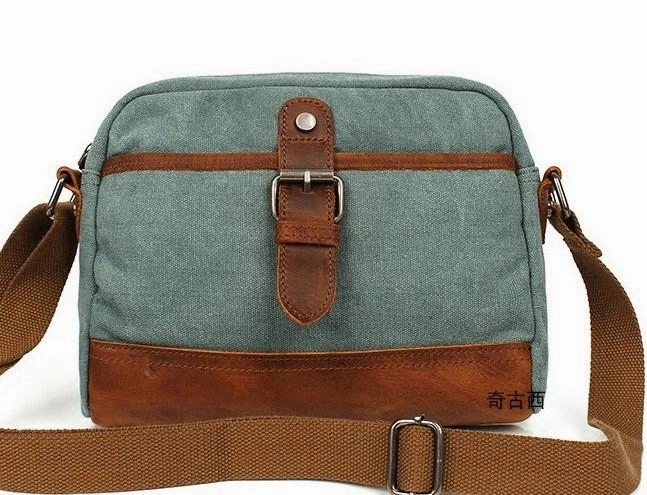 Mens Waxed Canvas Leather Small Courier Bags Canvas Messenger Side Bag for Men Minimal Carry Timeless Function