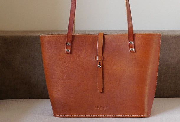 Handmade vintage womens beige leather tote bag handbags purse for women Everyday Accessory Essential Design