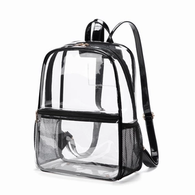 CL102N Bailey Clear Mesh Pocket Leather Strap Backpack Outdoor Gear Stylish Gear