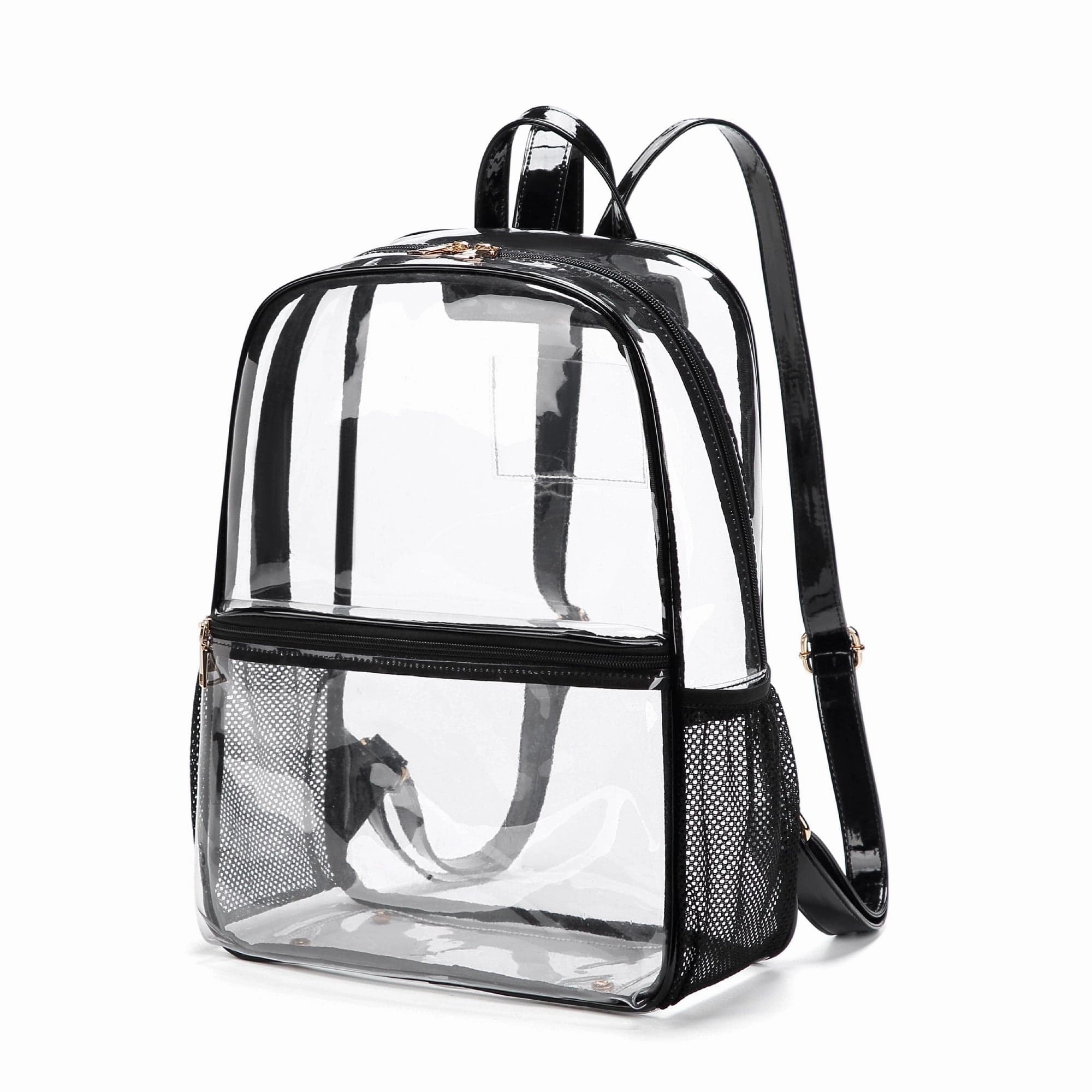 outdoor durability CL102N Bailey Clear Mesh Pocket Leather Strap Backpack
