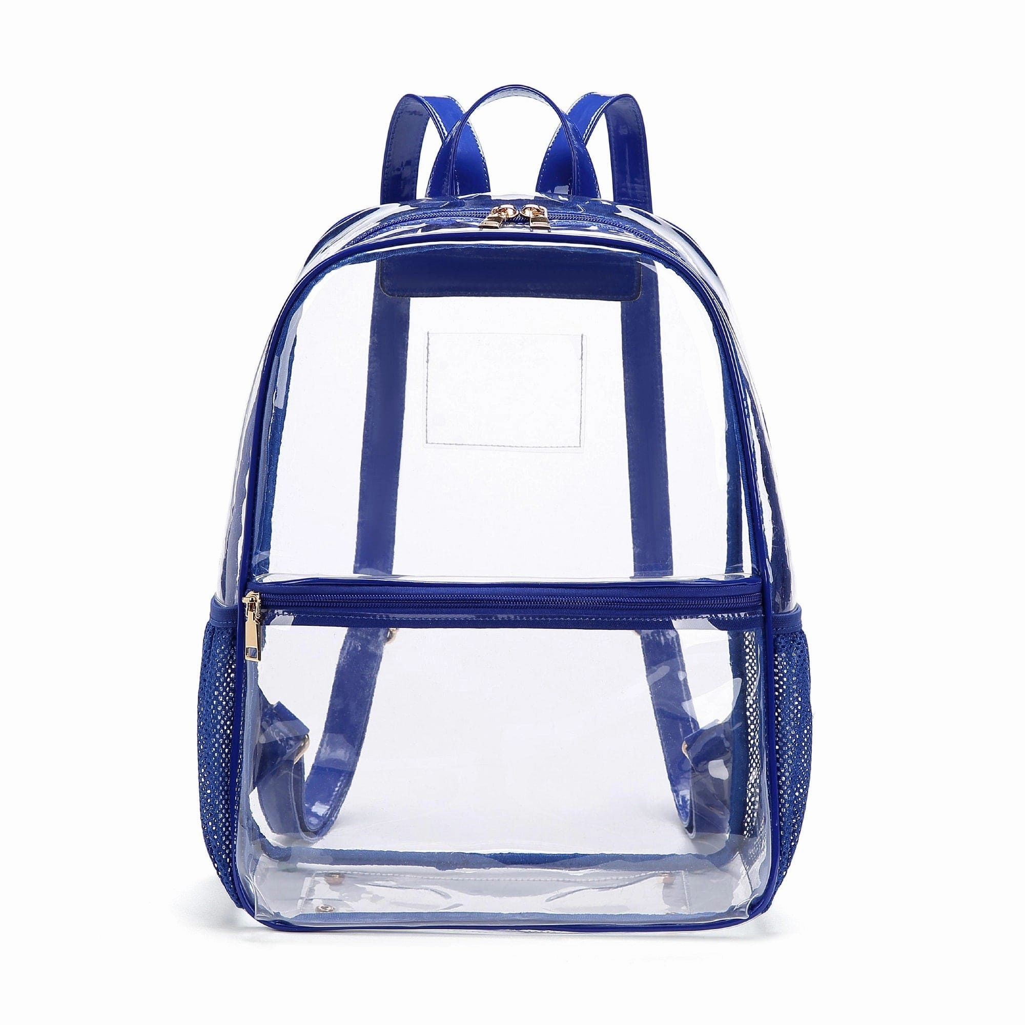 CL102N Bailey Clear Mesh Pocket Leather Strap Backpack Padded Support