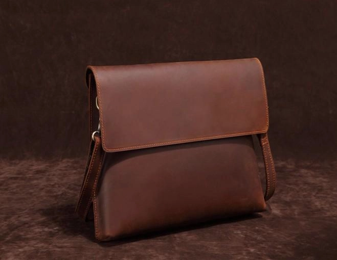 Cool Vintage Dark Brown Leather Mens Courier Bags Small Side Bags Messenger Bag For Men Durable Organizer Smart Comfort