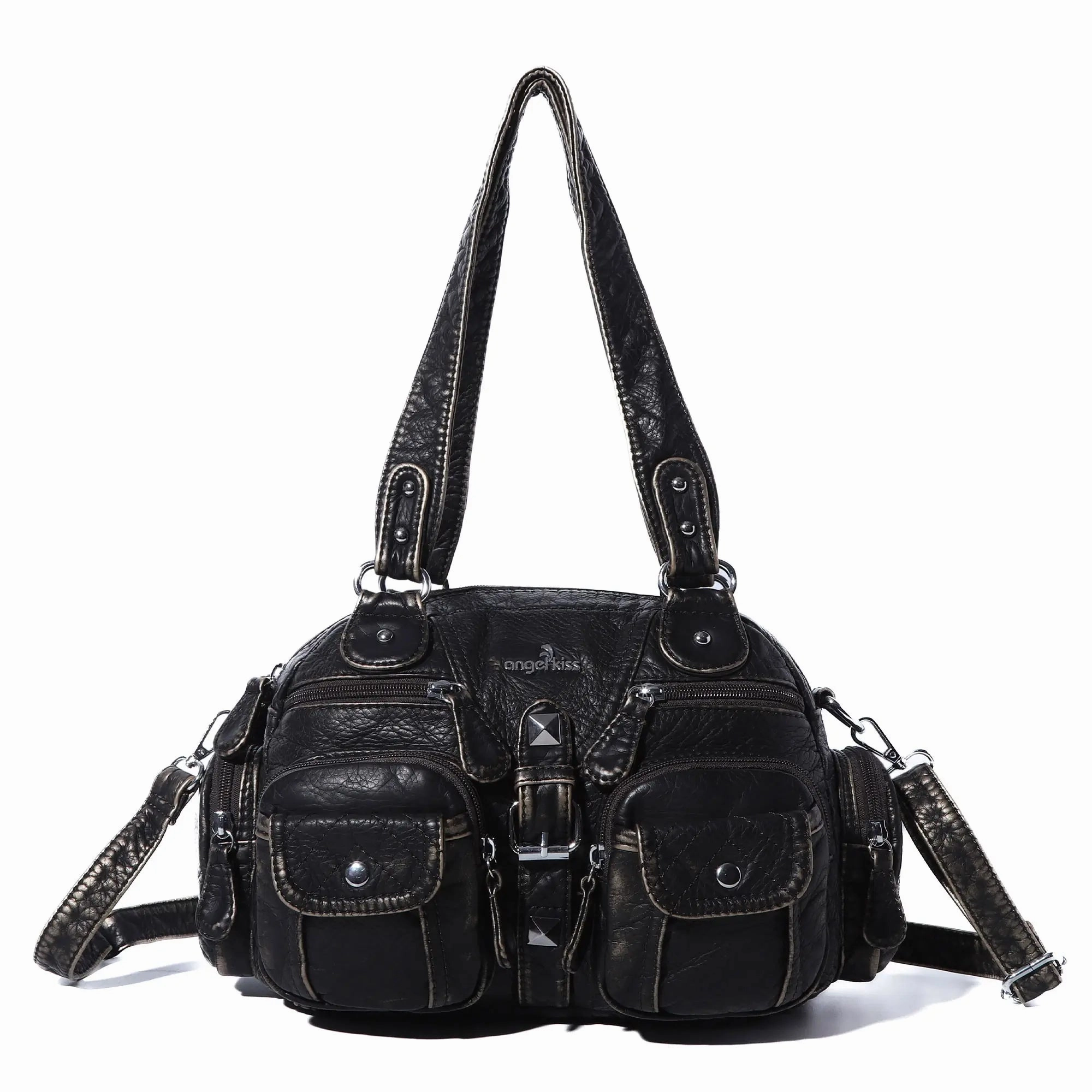 Trendy Street Outfit Washed Leather Multi Purpose Design Unique design Crossbody Bag