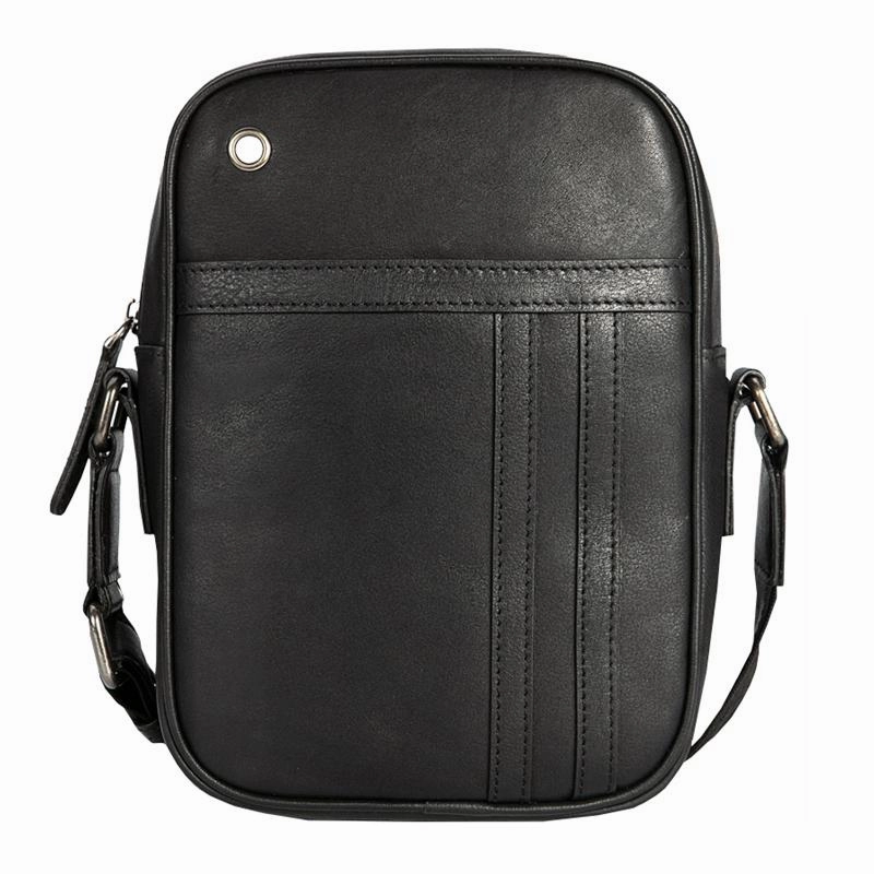 Minimalist Function Classic Utility Black LEATHER MENS VERTICAL MINI SIDE BAG SMALL MESSENGER BAGS Black COURIER BAG FOR MEN