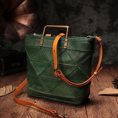 Urban appeal Small Brown Womens Leather Tote Bags Small Tote Handbags Green Shoulder Tote Purse for Ladies