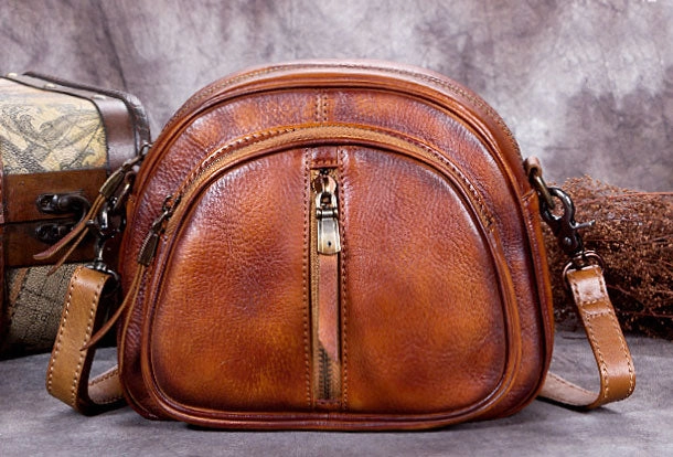 Genuine Leather Handbag Vintage Bag Crossbody Bag Shoulder Bag Purse For Women Wine Red Statement Look