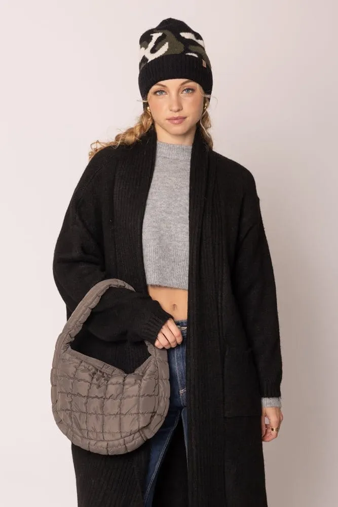 QBS320124 Nelly Small Quilted Puffer Tote Bag Trendy Shopper Shoulder Strap