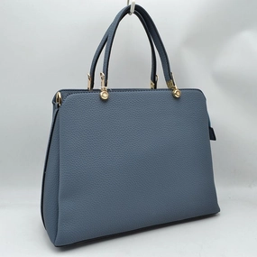 Vegan Leather Handbag - Dusty Blue Roomy duffel-style carry