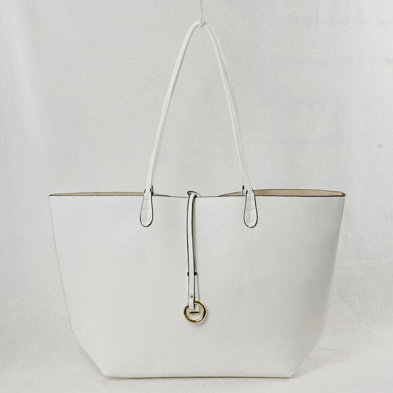 Vegan Leather Reversible 2-in-1 Tote Bag - White/Tan Comfortable crossbody bag