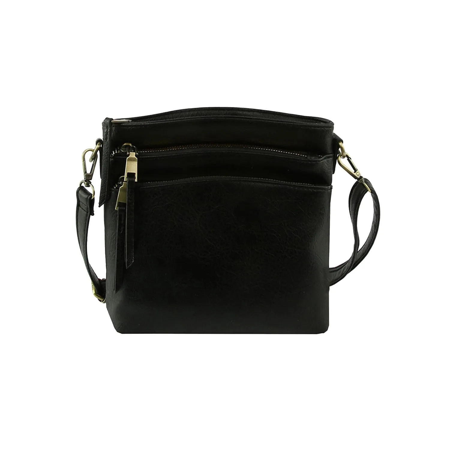 Compact yet holds everything you need without feeling heavy LQ284-1 Triple Zipper Crossbody Bag