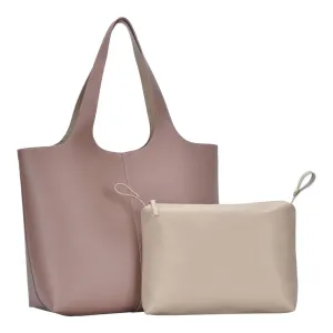 BGW81617 Monogrammable Modern Shoulder Tote w/ Removable Pouch Casual Fashion