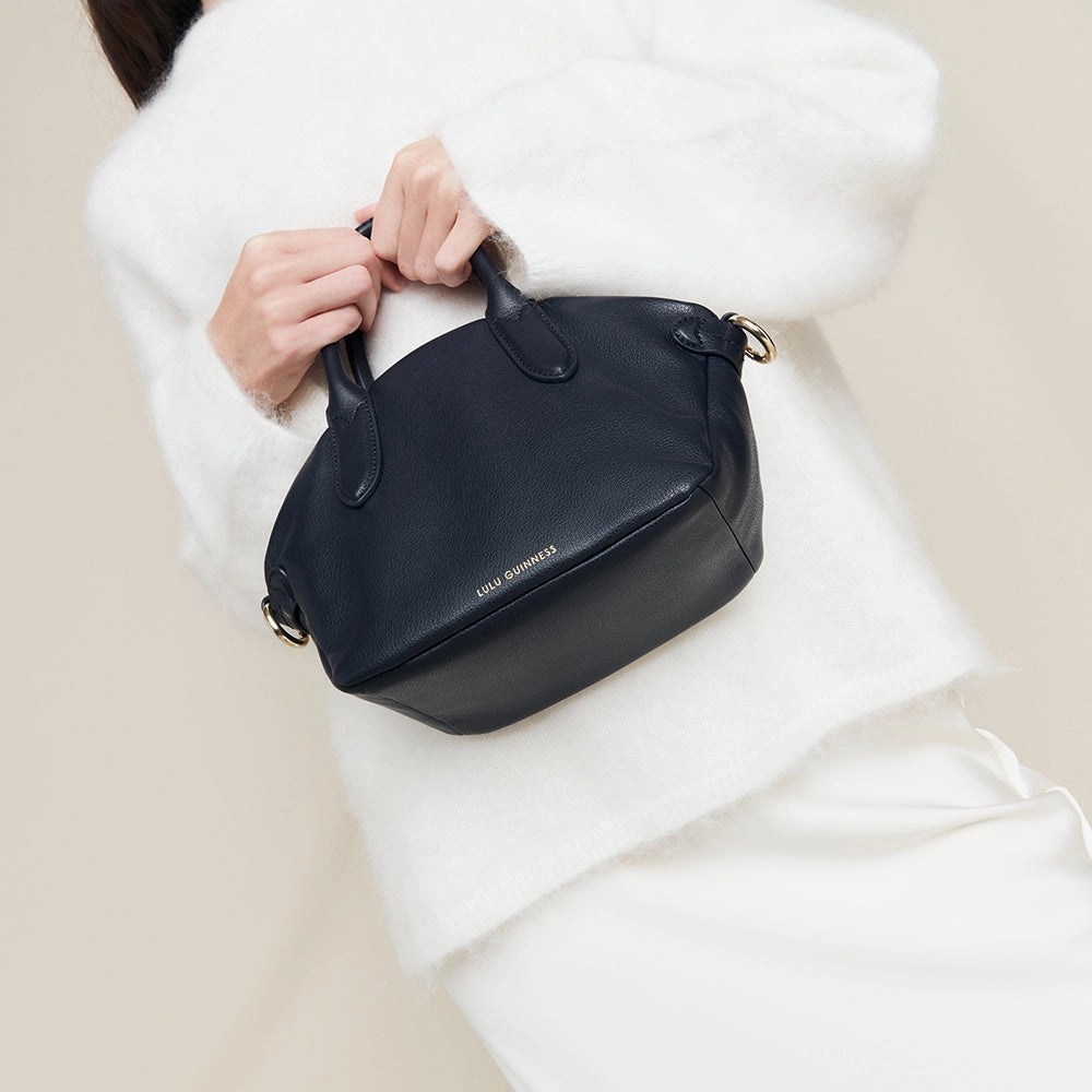 NAVY LEATHER SIMONE HANDHELD BAG Daily Carry Gear