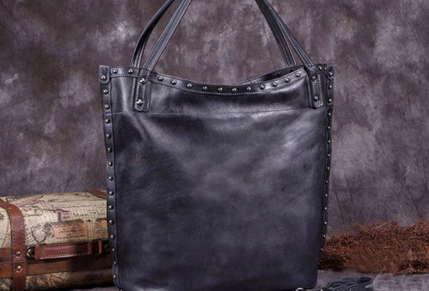 Genuine Leather Handbag Vintage Tote Bag Shoulder Bag Purse For Women Practical Use Simple Look