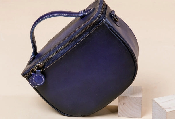 Fashion Detail Handmade Genuine Leather Round Handbag Bag Crossbody Bag Shoulder Bag Purse For Women