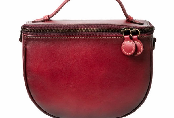 Handmade Genuine Leather Round Handbag Bag Crossbody Bag Shoulder Bag Purse For Women Smart fashion accessory