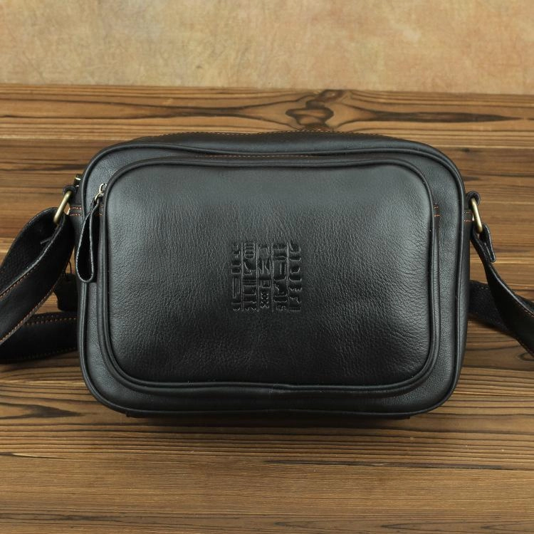 Utility Focus Elegant Finish Black Fashion Leather Mens 10 inches Small Courier Bag Black Postman Bags Side Bag Messenger Bag For Men