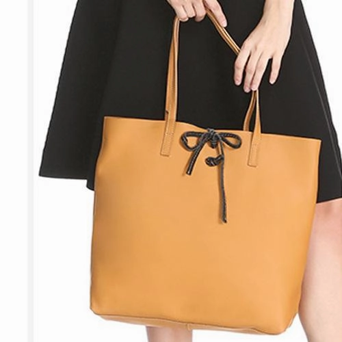Vertical Brown Leather Tote Bag 14" Womens Black Shopper Tote Handbag Purse Casual carry bag Workwear Essential