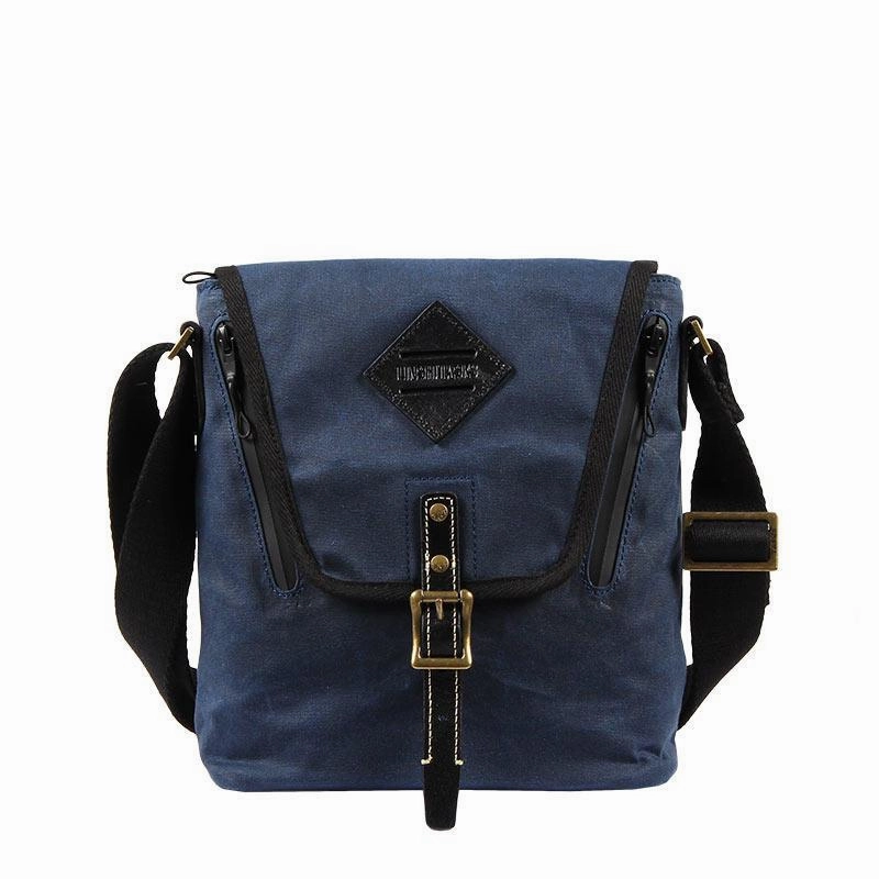 Functional Functionality Outdoor Everyday Vertical Waxed Canvas Leather Mens Gray Side Bag Messenger Bags Blue Waxed Canvas Courier Bag for Men