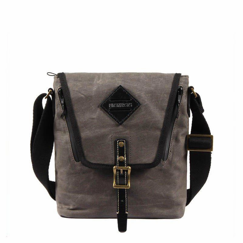 Trendy Journey Secure Storage Vertical Waxed Canvas Leather Mens Gray Side Bag Messenger Bags Blue Waxed Canvas Courier Bag for Men