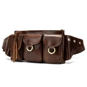 Vintage Brown Leather Men's Fanny Pack Waist Bag Brown Hip Pack Belt Bag For Men Elegant Craftsmanship Fashion Look