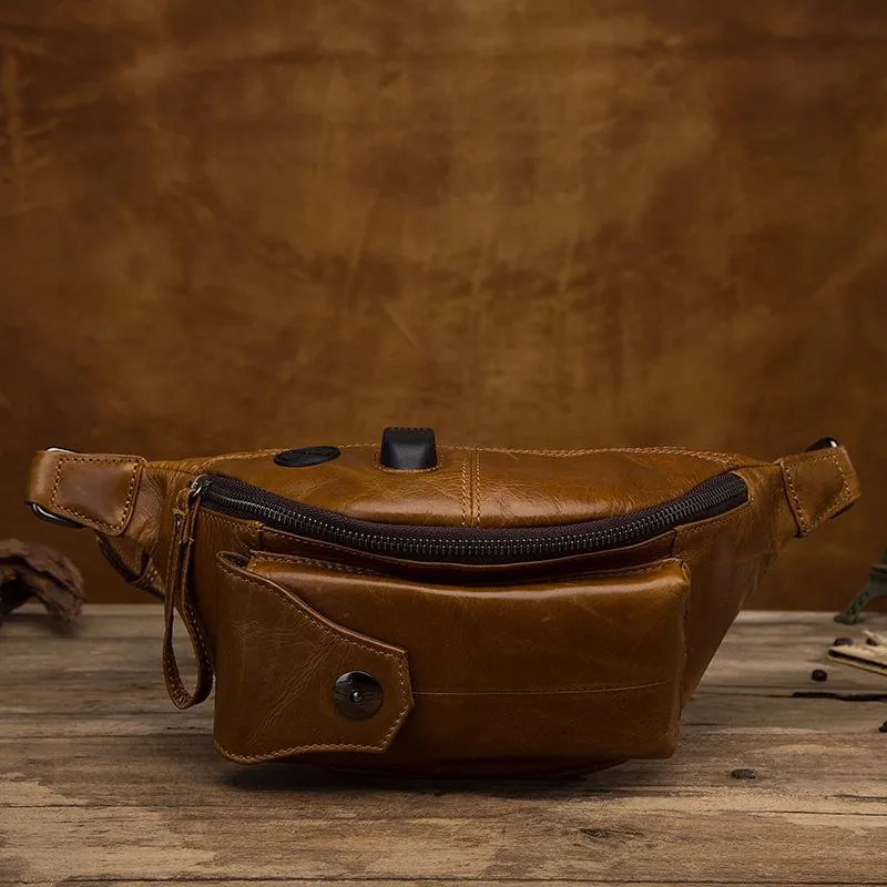 Handy cash organizer Travel Ready Vintage Brown Leather Men's Fanny Packs Hip Pack Waist Bag For Men
