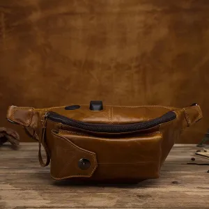 Handy cash organizer Travel Ready Vintage Brown Leather Men's Fanny Packs Hip Pack Waist Bag For Men