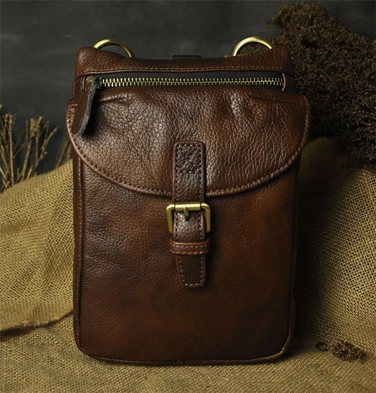 Vintage Leather Belt Pouches for Men Waist Bag BELT BAGs Shoulder Bag For Men refined design
