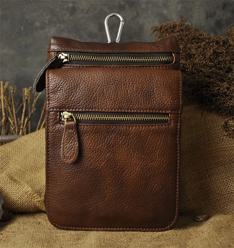 Compact Case Refined Craft Vintage Leather Belt Pouches for Men Waist Bag BELT BAGs Shoulder Bag For Men