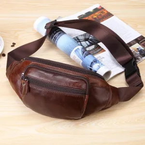 Simple yet elegant case Smart Edge Vintage Leather Brown Men's Fanny Pack Chest Bag Waist Bag For Men