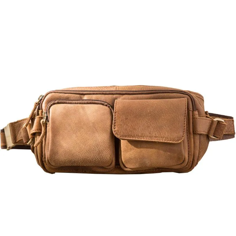 Vintage Leather Fanny Packs Mens Waist Bag Hip Pack Belt Bag for Men Elegant Sophistication Sleek everyday organizer