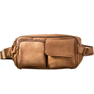 Vintage Leather Fanny Packs Mens Waist Bag Hip Pack Belt Bag for Men Elegant Sophistication Sleek everyday organizer