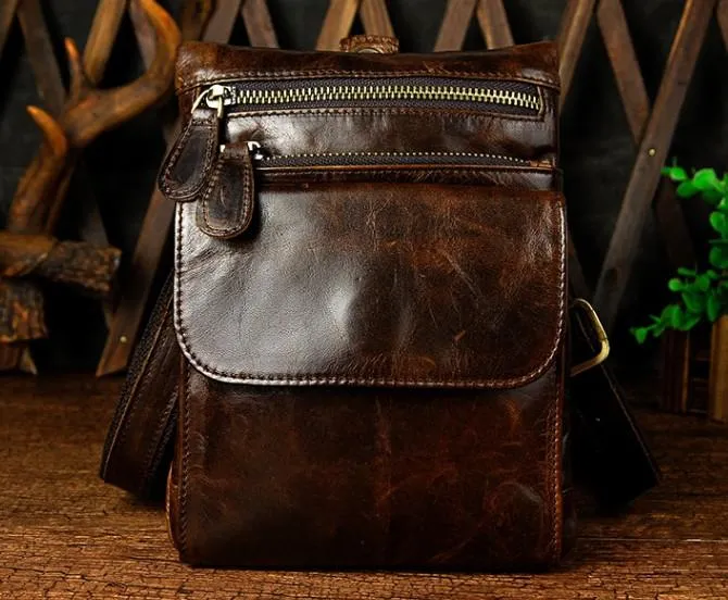 Urban Simplicity Vintage Mens Leather Belt Pouch Holster Side Bag Belt Case Waist Pouch for Men