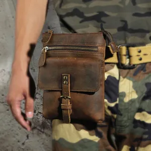 Vintage Mens Leather Side Bag Belt Pouch Holster Belt Case Waist Pouch for Men Soft Surface Professional Craft