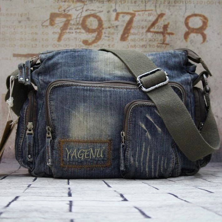 Vintage Blue Mens Casual Side Bag Messenger Bag Jean Blue Postman Bags Courier Bag For Men Fashion Practicality Daily Storage