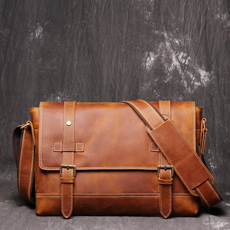 Functional Piece Minimalist Comfort Vintage Brown LEATHER MENS Messenger Bag Side Bag Brown Postman Bag Courier Bag FOR MEN
