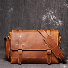 Functional Piece Minimalist Comfort Vintage Brown LEATHER MENS Messenger Bag Side Bag Brown Postman Bag Courier Bag FOR MEN