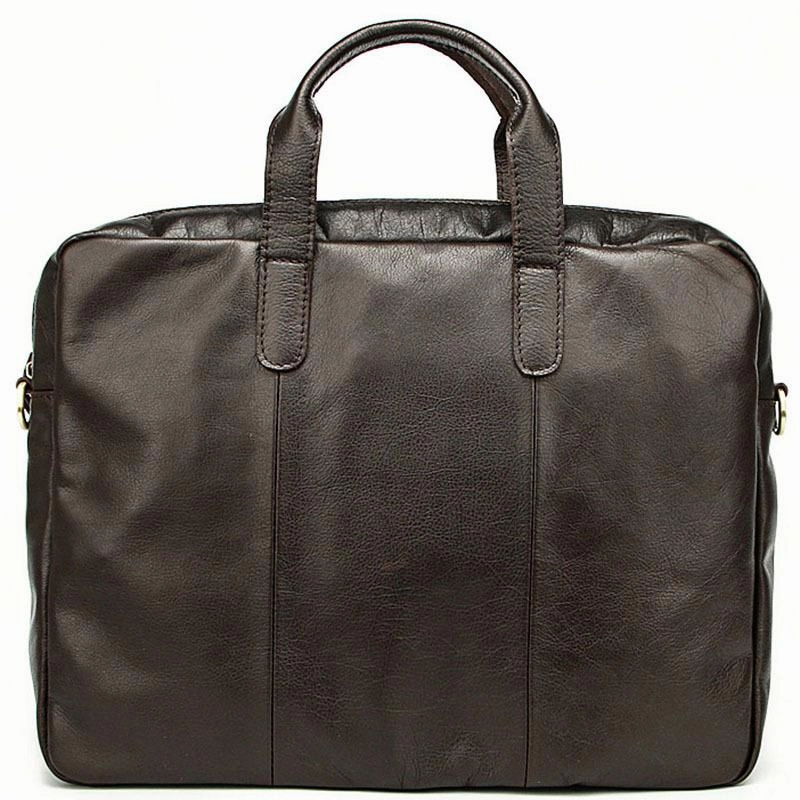 Reinforced Corner Polished Look Vintage Coffee Mens Leather Briefcase Work Handbag Black 14'' Laptop Briefcases For Men