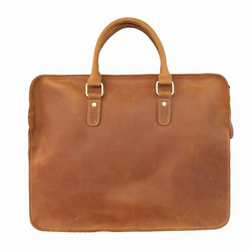 Vintage Dark Brown Leather Mens 14 inches Briefcase Black Work Briefcase Handbags For Men Comfortable evening clutch