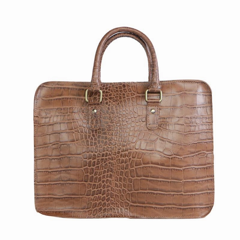 Vintage Dark Brown Leather Mens 14 inches Briefcase Black Work Briefcase Handbags For Men Sculpted Form