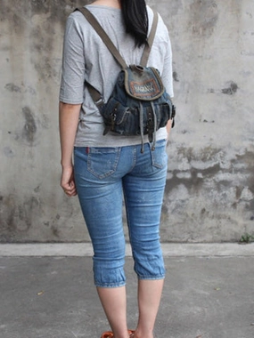 Vintage Denim Blue Womens Backpack School Backpacks Blue Denim Laptop Backpack For Womens Durable Function Adventure Performance Adventure Lifestyle Gear