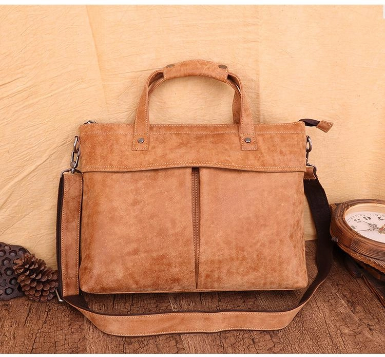 Vintage Fashion Leather Mens 13inch Briefcase Laptop Shoulder Bag Business Bag Handbag For Men Urban Street Stylish briefcase carrier