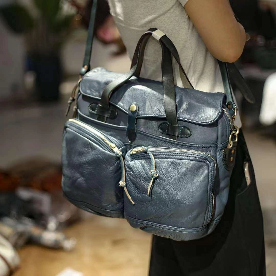 Business Commute Vintage Italian Leather Men's Business Briefcase | Handcrafted Full Grain Leather Heavy-Duty Crossbody 13-inches Laptop Bag, Travelling Bag, Weekend Bag Alexel Crafts Wholesale