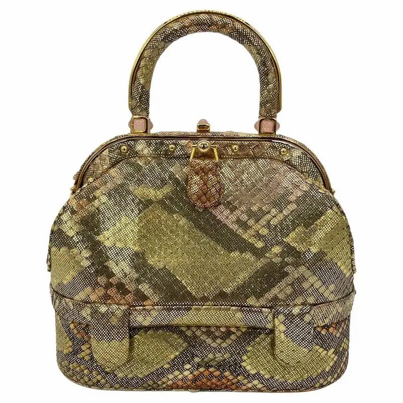 Vintage Judith Leiber Pink Gold Python Snakeskin 007 James Bond Bag Fashion Detailing Premium Finish