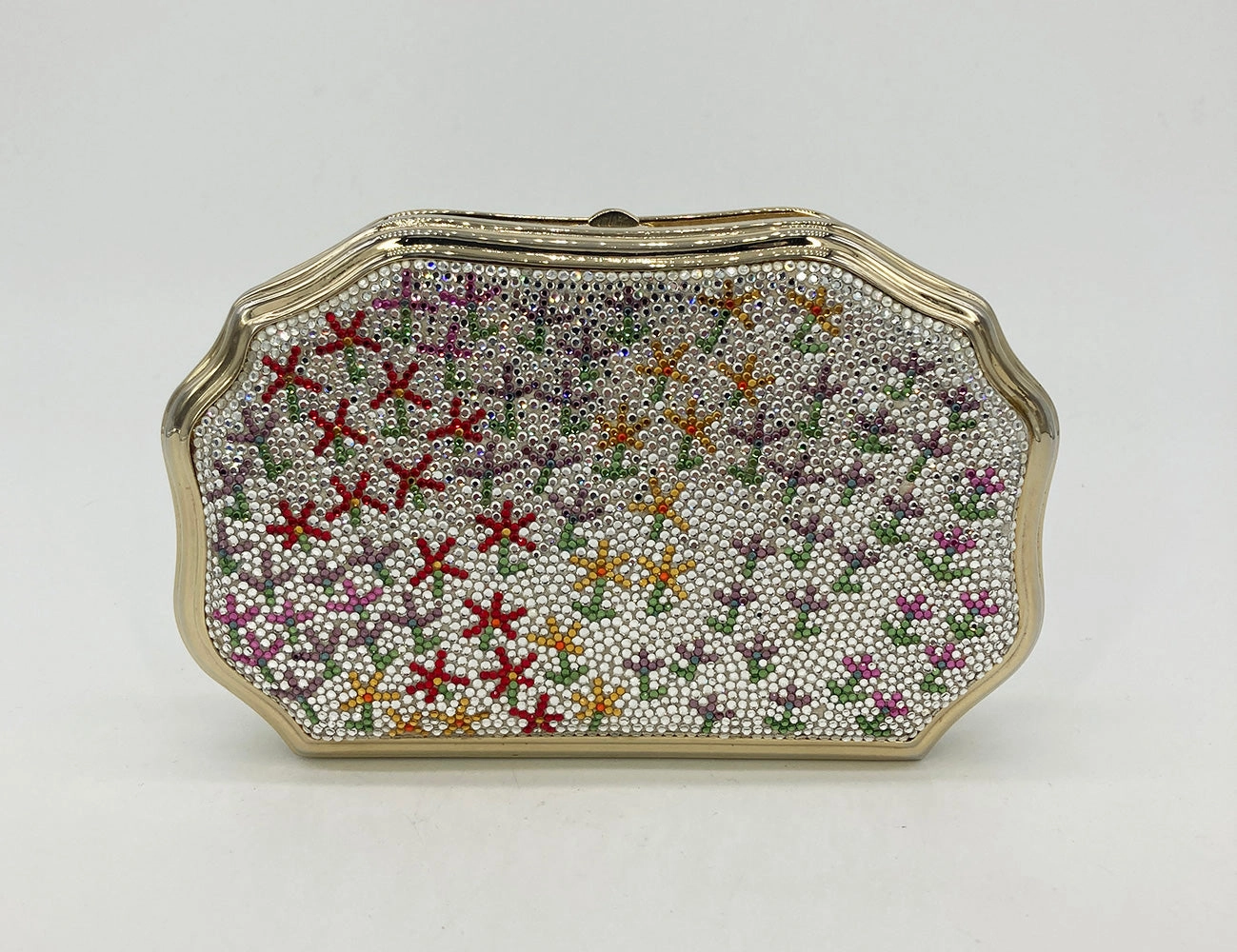 Neutral palette Sustainable Choice Vintage Judith Leiber Stick Figure Floral Print Minaudiere