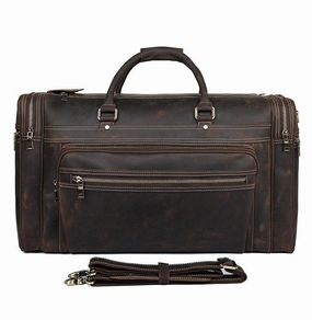Vintage Large Leather Men's Overnight Bag Brown Travel Bag Weekender Bag For Men Flexible form Rugged Build