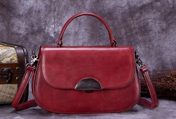Vintage Leather Handbag Purse Shoulder Bag Crossbody Bag Purse For Women Elegant office accessory Timeless Detail